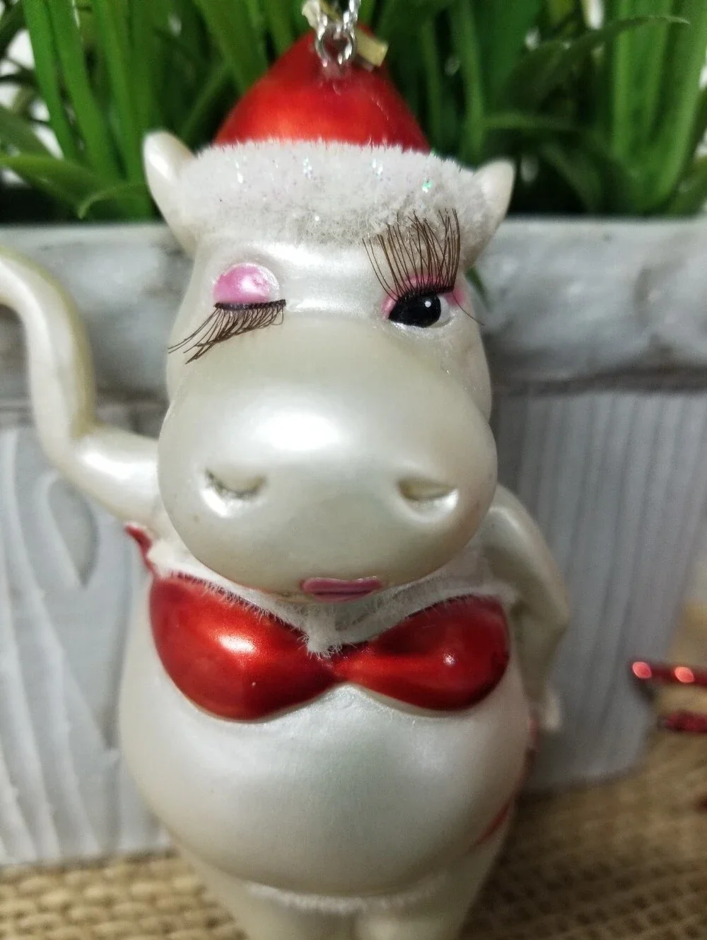 Saucy Winking Hippo Ornament